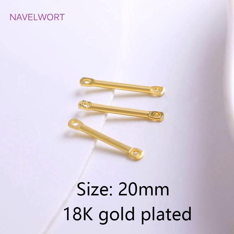 15mm 20mm 25mm 18K Gold Plated Bar Link Component Brass Two Holes Stick Strip Connector DIY Jewelry Making Accessories Wholesale