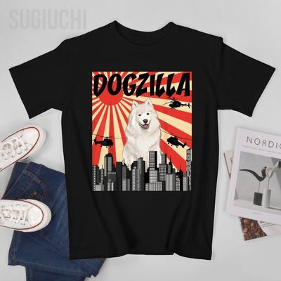 Unisex Unisex Retro Japanese Dogzilla Samoyed Tshirt Tees T Shirts WoUnisex Boys 100 Cotton TShirt