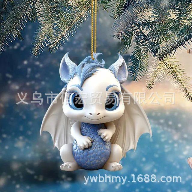 Charming Acrylic Dragon Egg Pendant For Christmas Tree Decor And Car Mirror Ornament