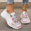 Lucyever Colour Printed Women Sport Sneaker Autumn Breathable Mesh Platform Sneakers Woman Plus Size Slip On Running Shoes 43