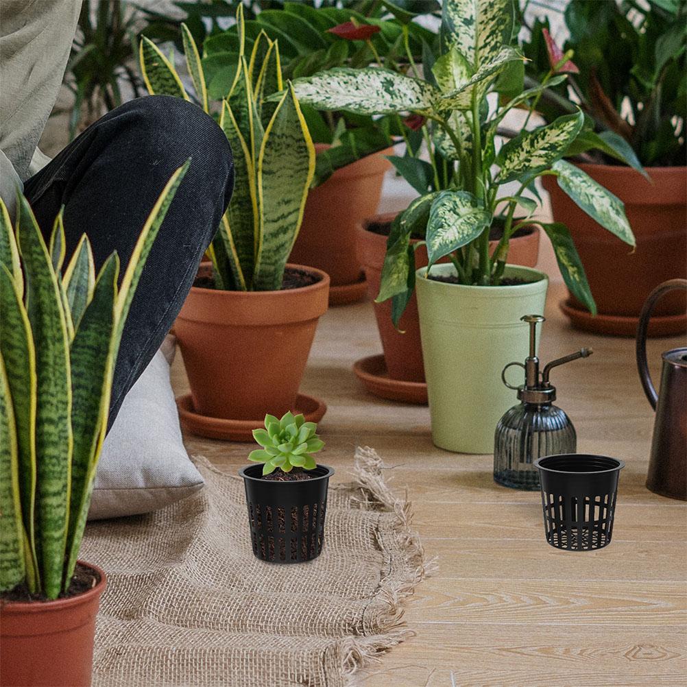 15pcs Hydroponic Net Pots 4 Inch Water Culture Growing Basket For Vegetables Herbs Plastic Mesh Plant Pots Hydroponics System