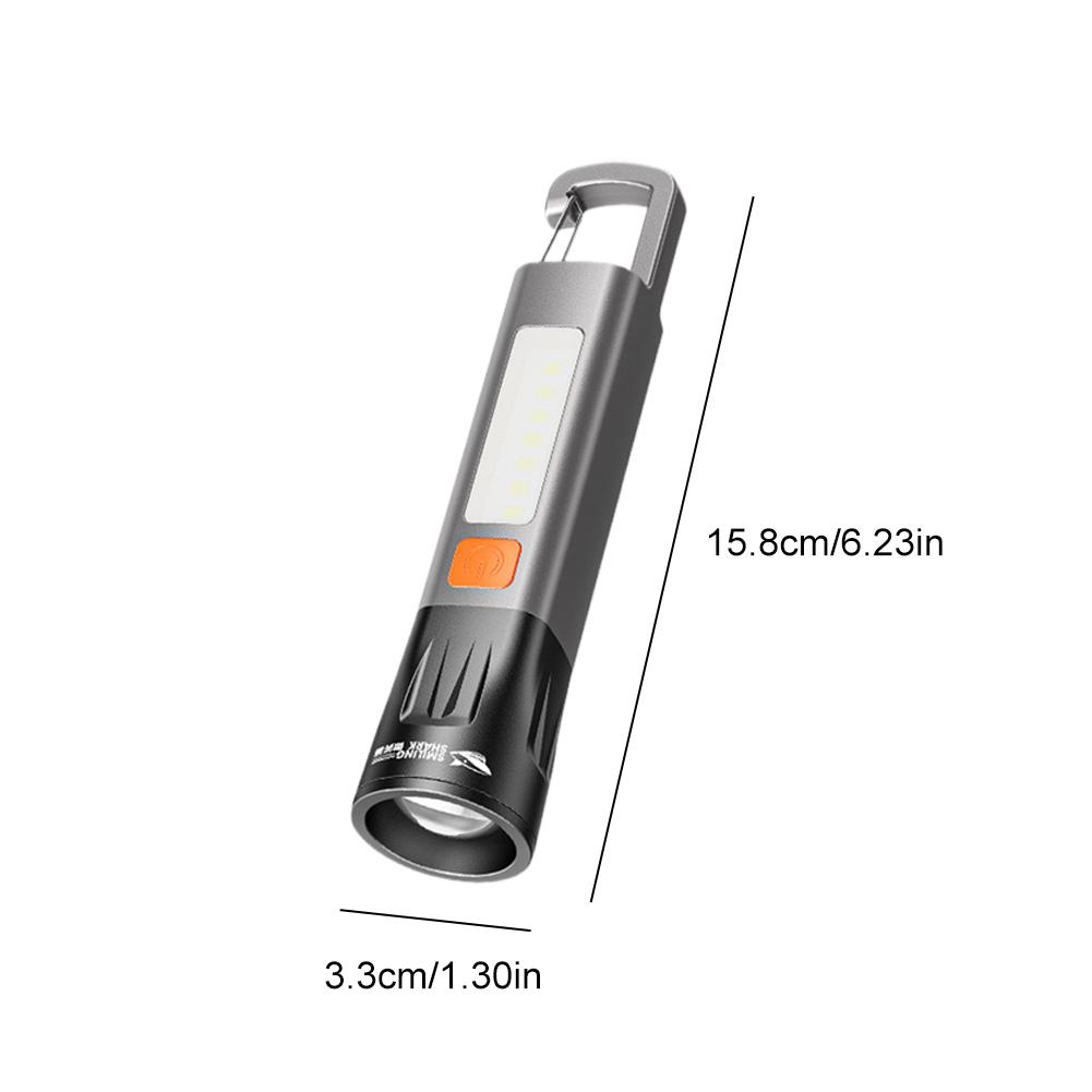 LED Flashlight EDC Torch Light With Hook Camping Light USB Charging Portable Outdoor Zoomable Waterproof For Outdoor