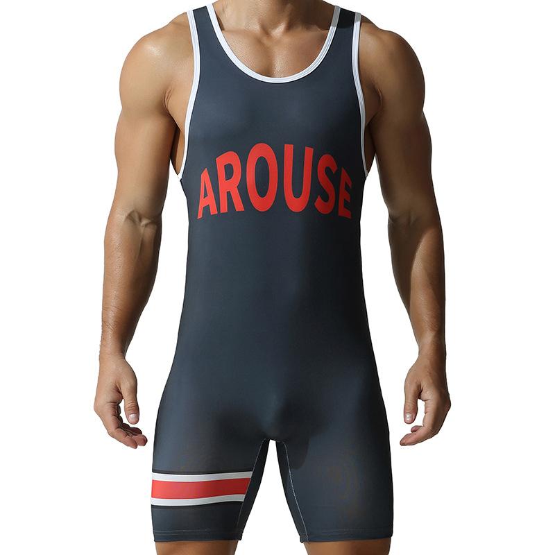 Men's Sublimation Wrestling Singlet Cycling Bodysuit Weightlifting Fitness Sportswear