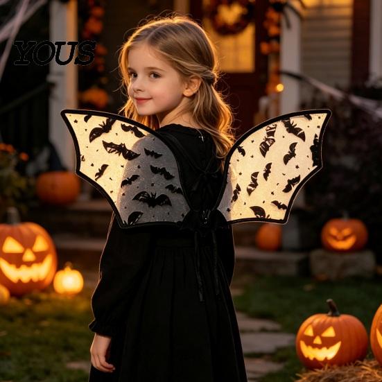 Portable Costume Gear Bat Wing for Kids Girls, Halloween Fairy Lightweight Cosplay Wings Parties, Cosplay, Festivals, Stage Performance Versatile