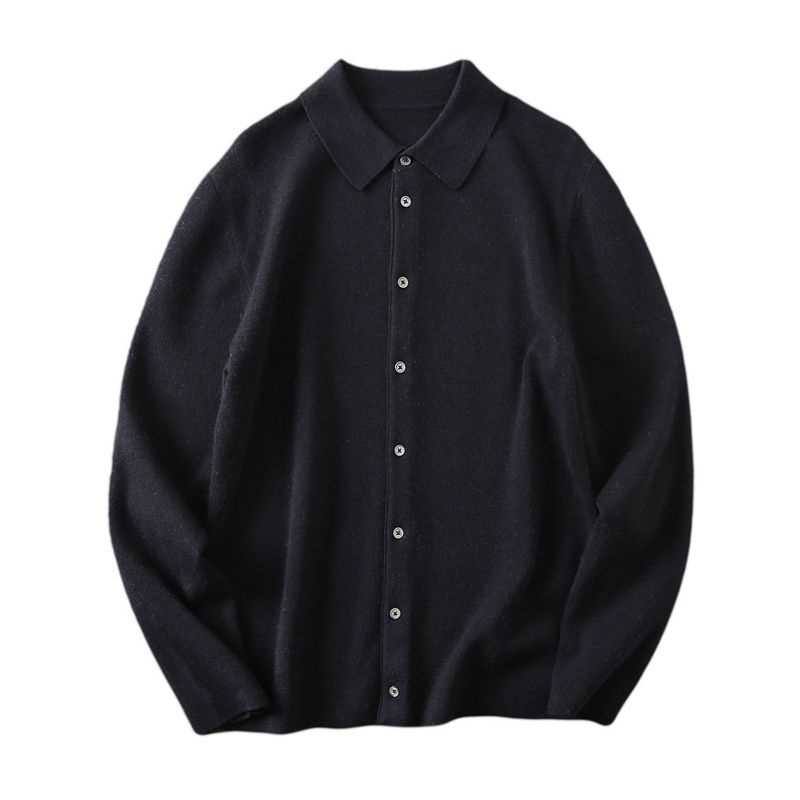 Heavy Weight 80 Wool! Italian Single Export Men's Clothing Balance Cargo with Logo Cut off Men Lapel Knitting Cardigan Sweater Outwear