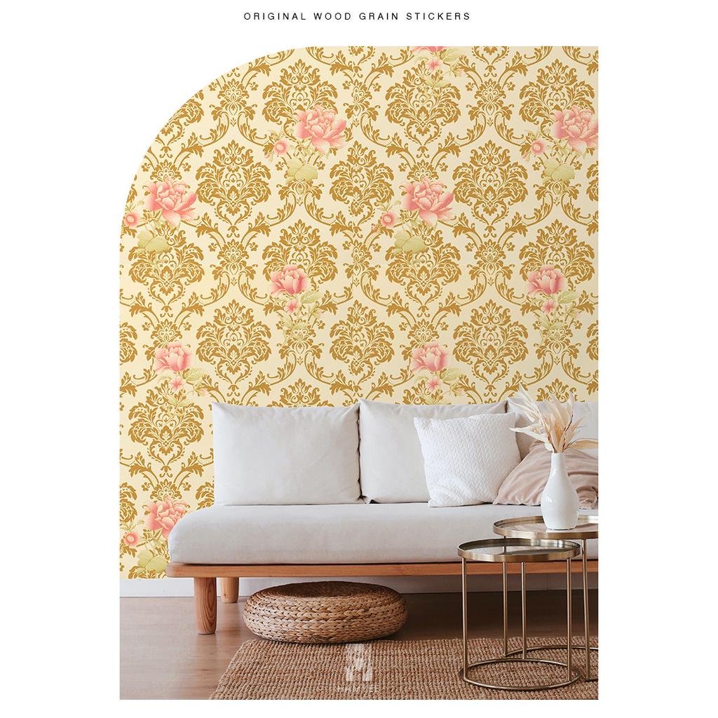 10m/20m PVC Thickened European Vintage Flower Printed Background Self-adhesive Wallpaper Renovation Stickers Hotel Home Decor