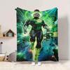 1pc Green Lantern Blanket Lightweight Flannel Throw For Sofa, Bed, Travel, Livingroom, Office, Couch, Chair, And Bed