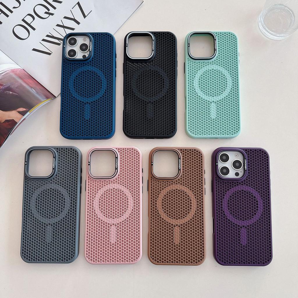 Mesh Cooling Phone Case for IPhone 13 Promax Magnetic Bracket 15plus Protective Case for Apple 16 Trend