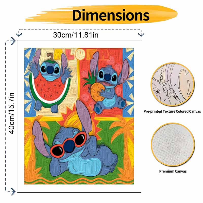 Disney Oil Painting Art Painting Set Stitch Summer Fun Home Wall Decor Handmade Gift