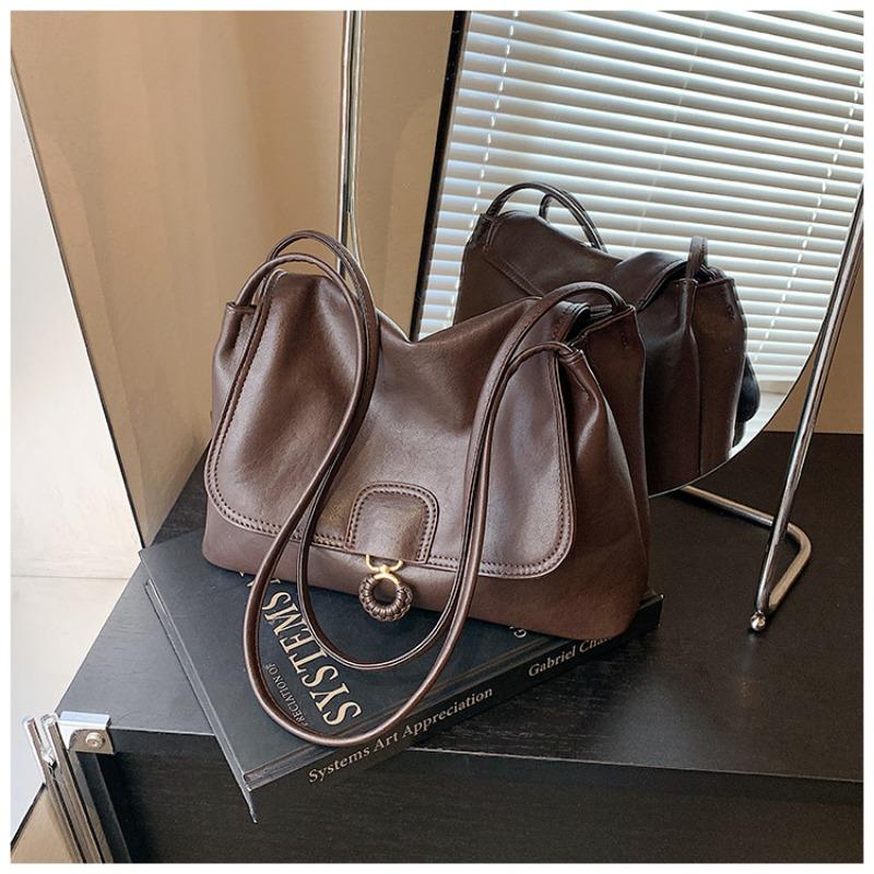 

Ретро сумка женская большой вместимости новая осенне-зимняя универсальная сумка через плечо сейчас популярная сумка-тоут для поездок на работу кофейный