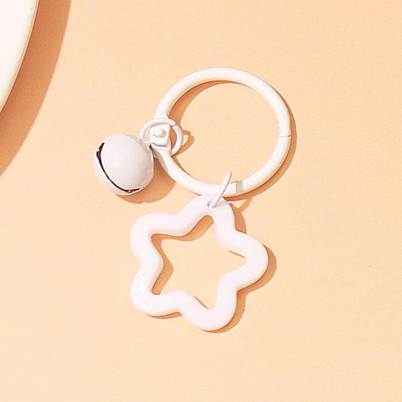 2pcs Korean Version of Ins Small Fresh Color Small Star Bell Keychain Candy Color Keyring Pendant Women Bag Keychain Accessories