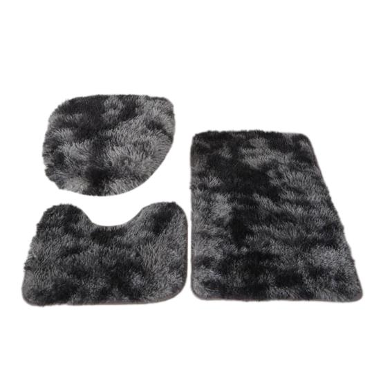 Yousheng 3Pcs/Set Bathroom Rug Absorbent Non Slip Floor Mat U-Shaped Plush Mat Toilet Lid Cover Mat with Rubber Backing for Bathroom Shower Toilet