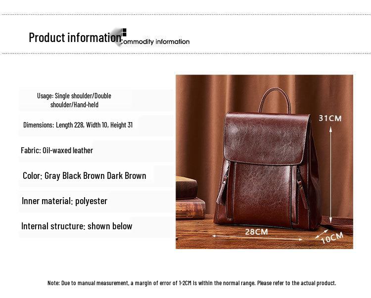 2025 Autumn/Winter Women's Genuine Leather Waterproof Backpack - Simple, Versatile for Travel, School, and Business