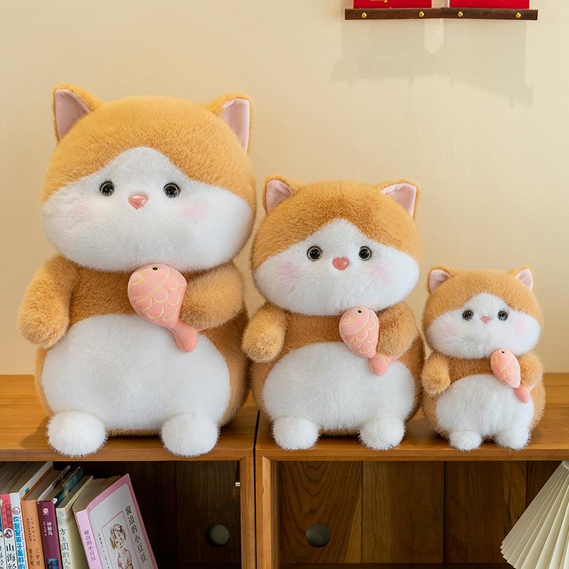 Toy Plush Cat Fish Hugging Doll Stuffed Animal Cartoon Kitty Home Gift Decor