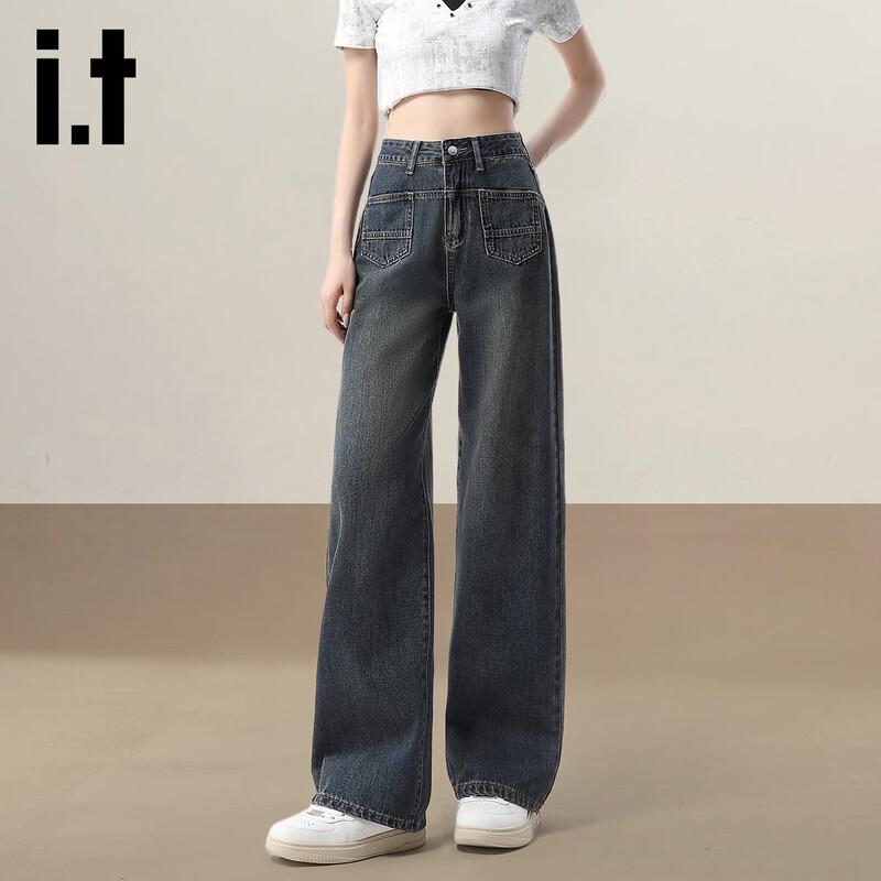 

Izzue IT Women s Distressed High-Waist Straight-Leg Jeans L