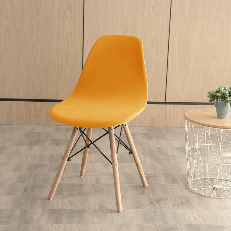 Velvet Shell Chair Cover Solid Color Stretch Armless Chair Covers Elastic Dining Seat Cover Home Hotel Party Banquet Wedding