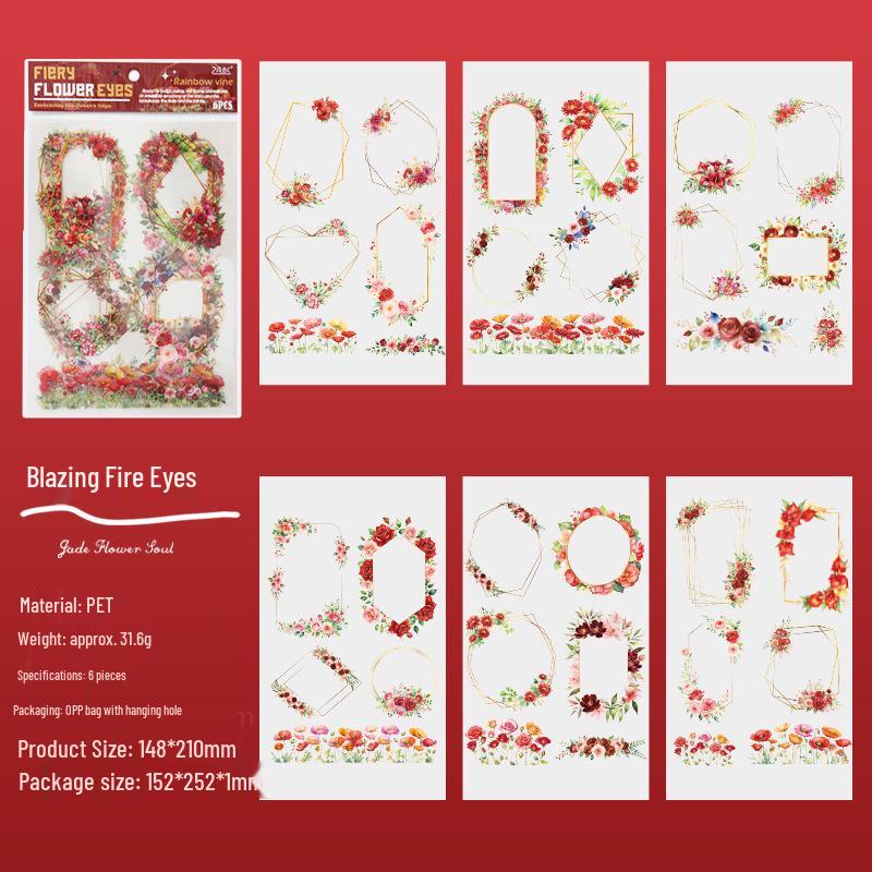 Rainbow Flower Vine Retro Stickers - Creative DIY Journaling Pack