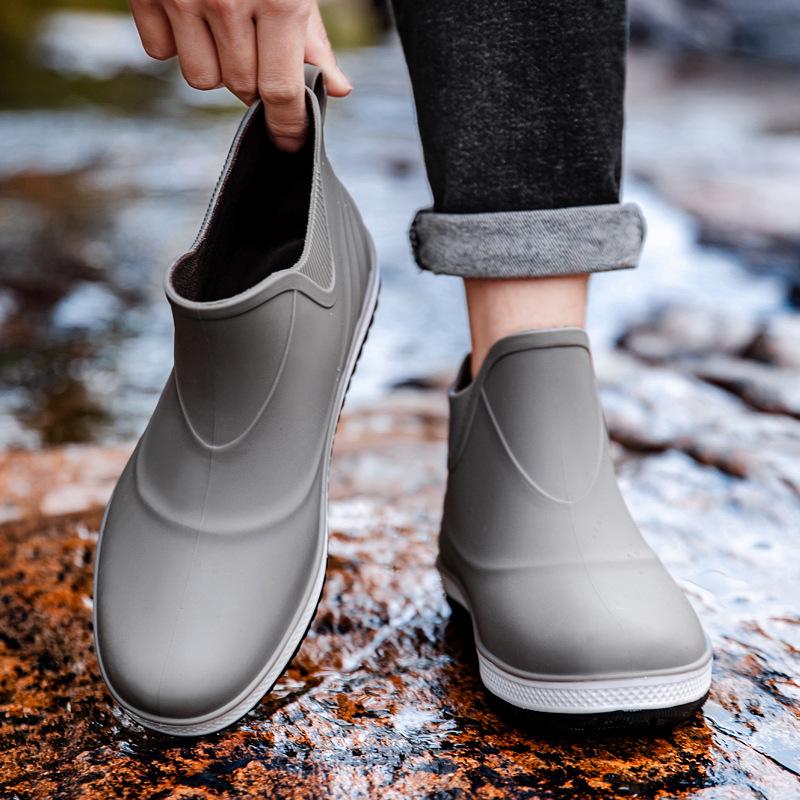 Men's Fashion Short Rain Boots - Waterproof, Non-slip, and Versatile for Outdoor, Kitchen, or Car Wash Use.