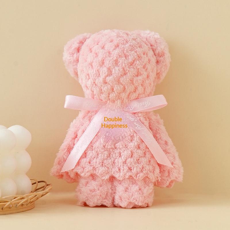 Luxury Velvet Bear Towel Plush Texture Kids Hand Towel Soft Absorbent for Hotel Guest Bathroom Use