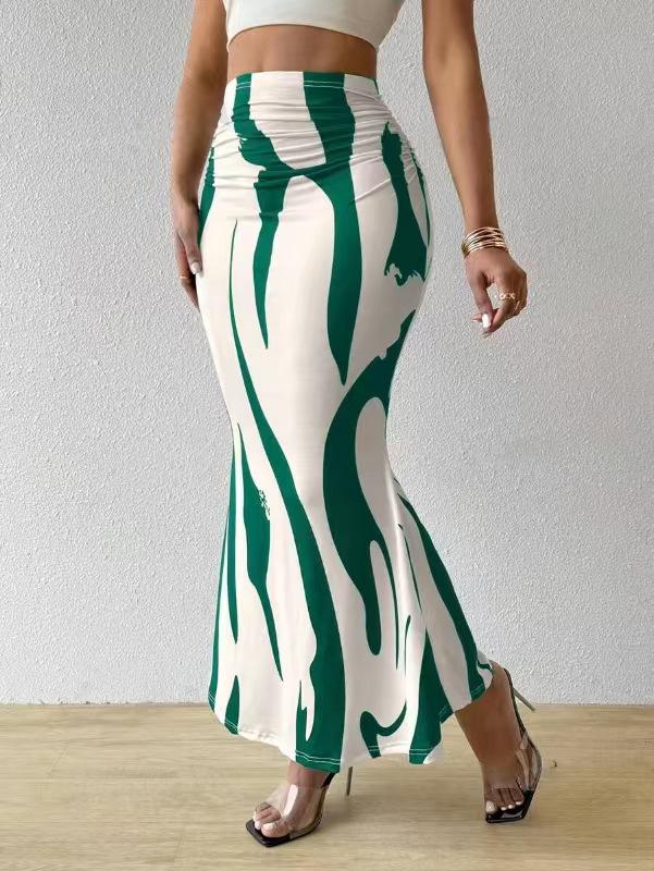 Women's Zebra Print High Waist Bodycon Fishtail Midi Skirt - European & American Fashion 2025