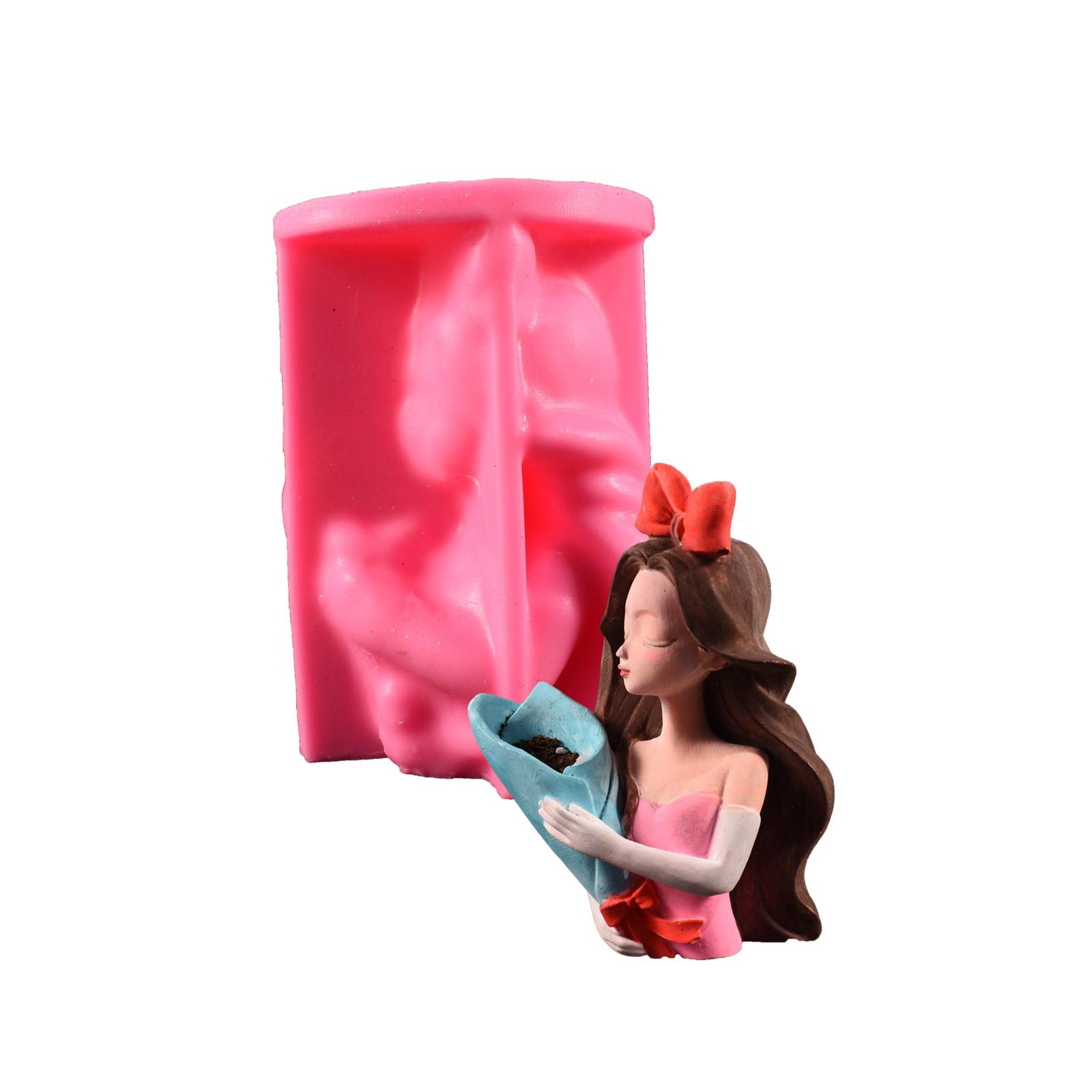 

Гибкие силиконовые формы для кашпо, формы для цветочных горшков, форма девочки, формы для контейнеров для растений, подходят для цветочных горшков и поделок розовый