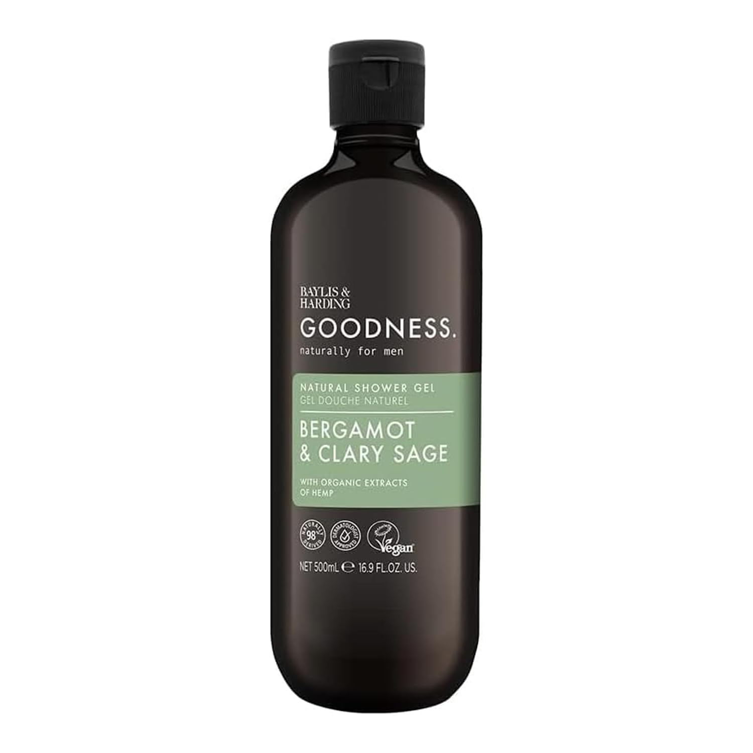 

Baylis & Harding Goodness Мужской натуральный гель для душа Бергамот и Шалфей, 500 мл - Подходит для веганов (Пакет из 1)