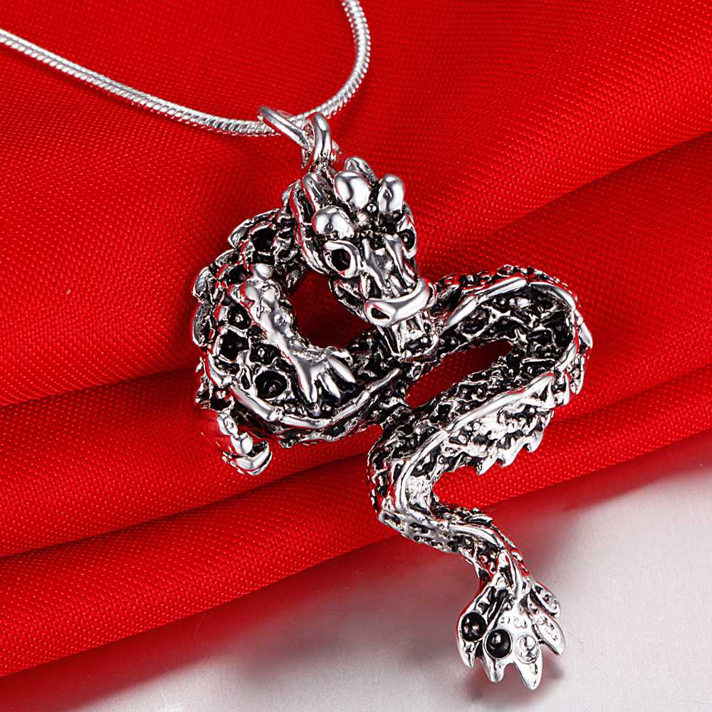 

New 925 Sterling Silver Necklace Pendant Dragon For Women man Fashion Jewelry Party Wedding Accessories Gifts