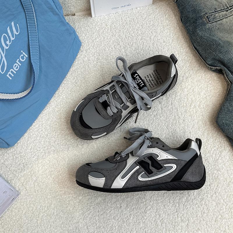 Piaohong Versatile Retro Style Color Matching Splicing Flat-bottomed German Training Shoes Women's 2025 Autumn and Winter New Versatile Striped Sneak