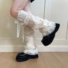 Elegant Ribbon Lace Leg Warmers Breathable Fabric Soft Yarn Stretchy Boot Cover For Homewear And Outfits