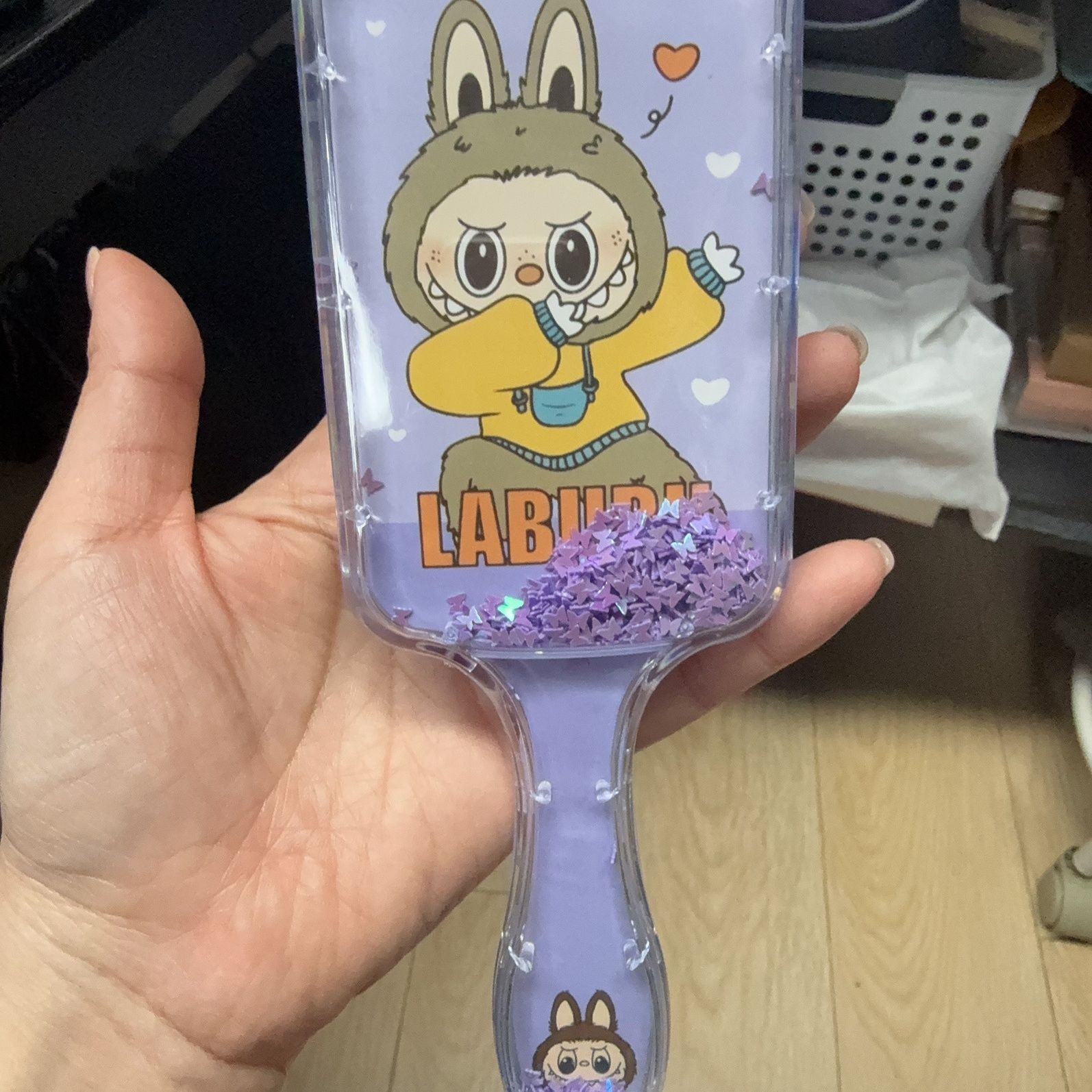 

Мультяшная милая девочка с воздушной подушкой, расческа для волос с перетекающим песком и блестками, массажная расческа с воздушной подушкой purple