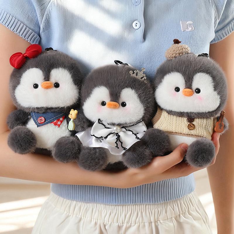 Navy Penguin Doll Keychain: Cute Heart Backpack Charm for Women