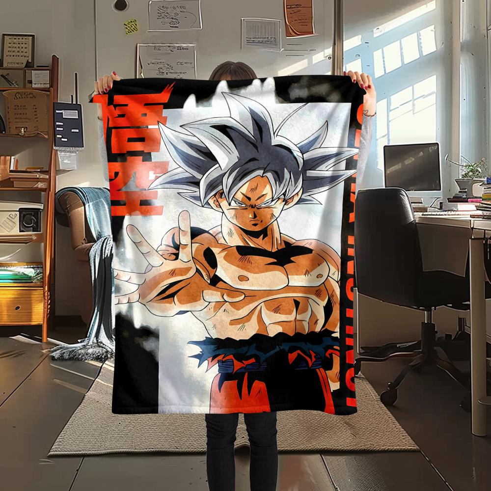 Flanelová deka s potiskem postav z Dragon Ball, Vysoce kvalitní, Pohodlná pro všechna roční období, Domácí dekorace, Teplo a pohodlí, Perfektní jako vánoční dárky