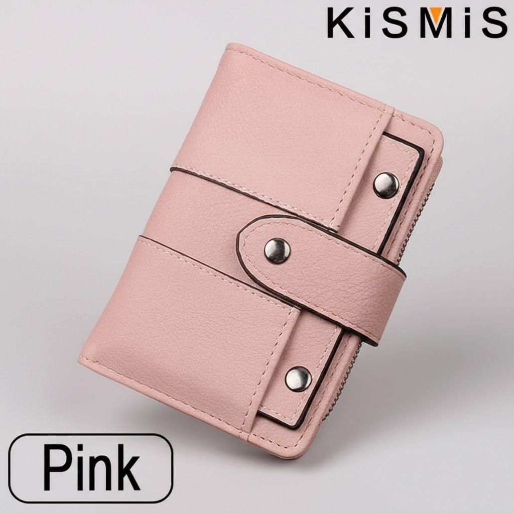 

Ladies Fashion PU Leather Rivet Wallet Zipper Coin Purse Card Holder Women s Compact Money Bag рожевий