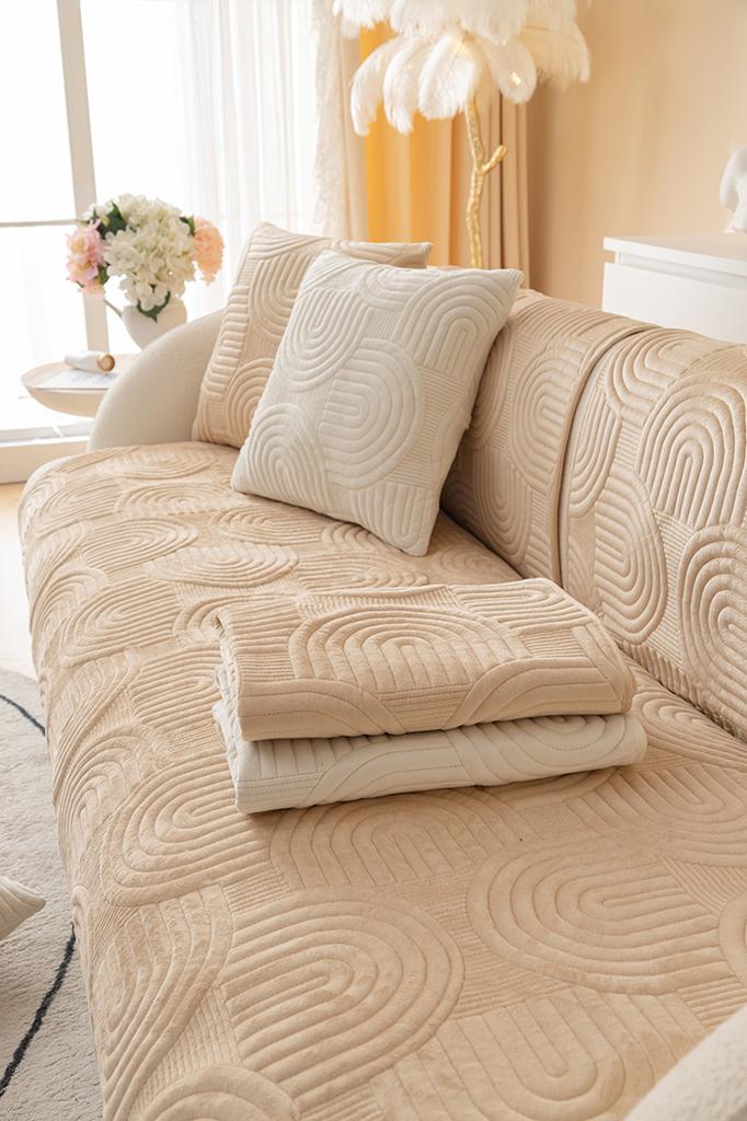 Mat, Blanket, Cover For Sofa Sofa 90X70 Cm, Beige, Raised Pattern