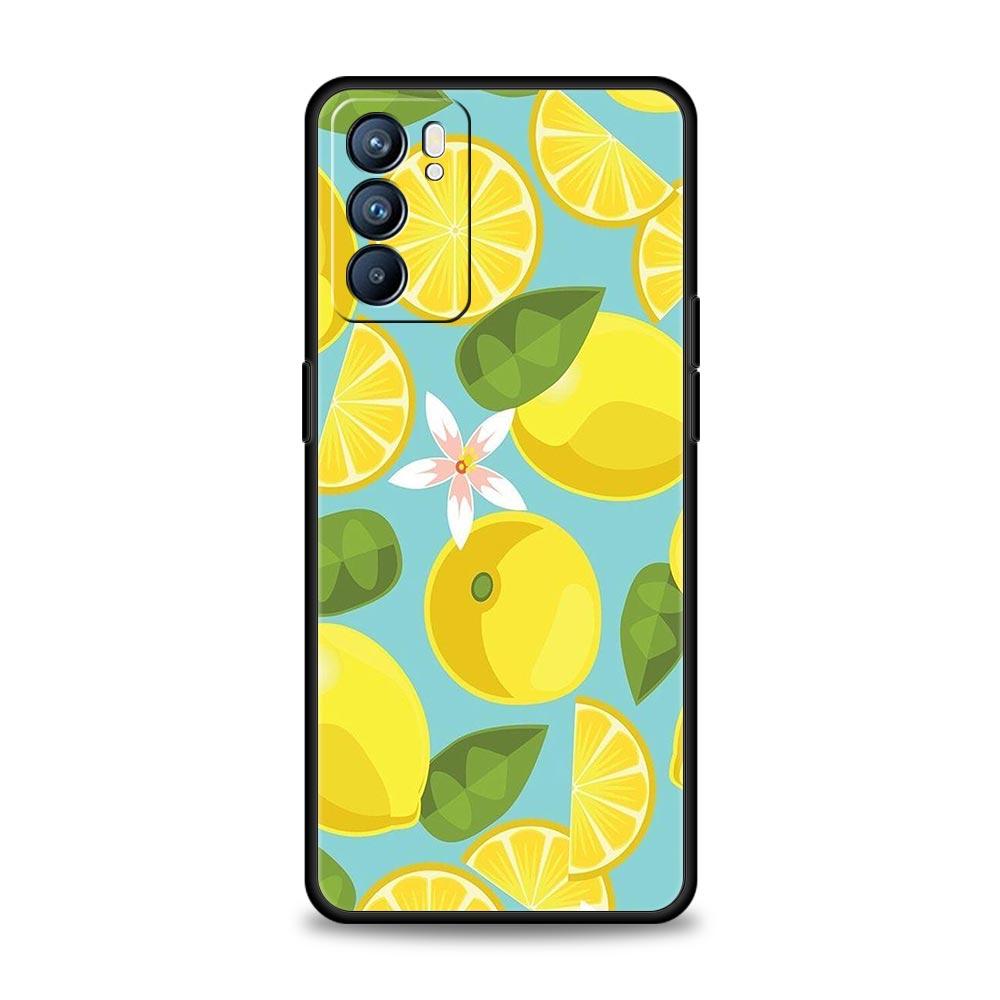 Mediterranean Lemon Soft Phone Case For Oppo Find X5 A54 A53 A52 A9 2020 A15 A95 A16 A76 A74 A12 Reno7 SE Reno6 Pro 5G TPU Cover
