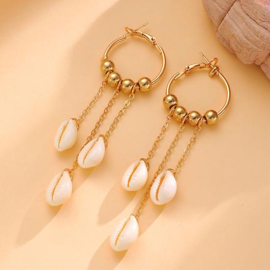 Natural Seashell Layered Necklace Tassel Ocean-Inspired Jewelry Beach Earrings Set Vacation Style Elegant Gift for Women