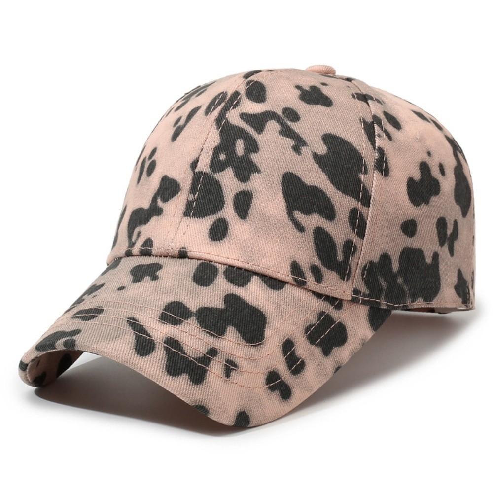 Leopard Printed Baseball Cap Breathable Round Top Hat Trendy Duckbill Cap  Unisex розовый