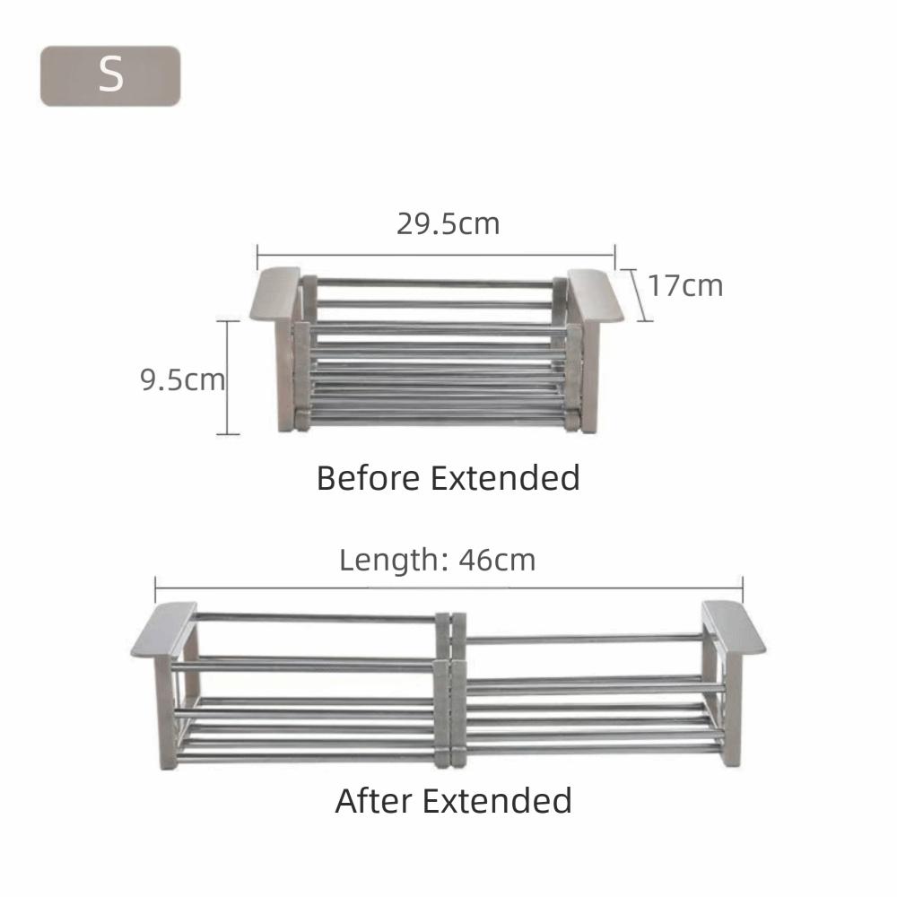 Retractable Sink Drain Rack Stainless Steel Dish Drying Dish Drain Basket Washing Dishes Sink Organizer Foldable Storage Rack