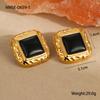 GEMCHIC Women's Vintage Square Faux Agate Stainless Steel Earrings Geometric Gold Tone Studs Fashion Jewelry