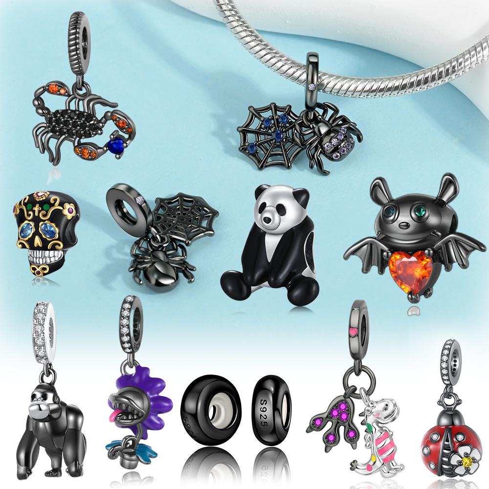 Black Bat Scorpion Panda Dinosaur Spider Ladybug copper Plated Ideal For Charm Bead Charms copper Plated Authentic Bracelets for Jewellery Making