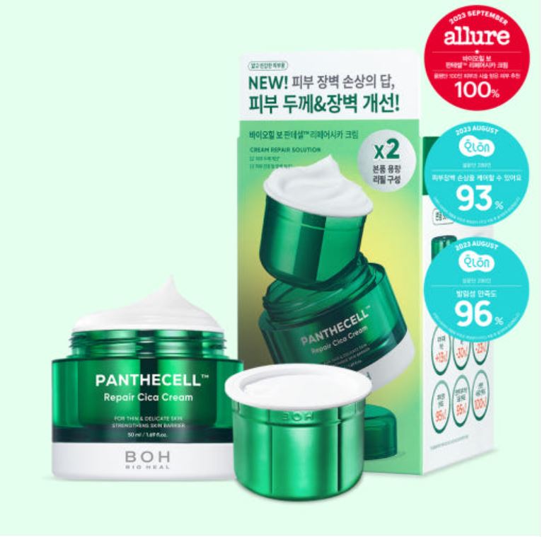 

BIOHEAL BOH Panthecell Repair Cica Крем 50 мл + Рефил 50 мл - Успокаивающий, Увлажняющий и Восстанавливающий Кожный Барьер Набор 50mL + Refill 50mL