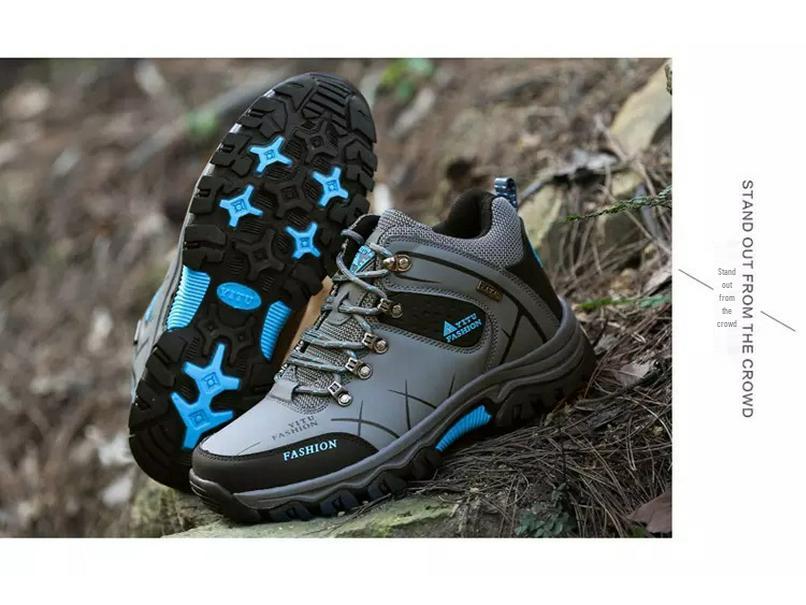 Men's Waterproof Leather Hiking Boots - Insulated, Mid-Top, Cold-Proof for Autumn and Winter
