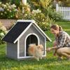 Outdoor Dog Kennel, Opening Body, 84 x 101 x 86 cm, Grey and White