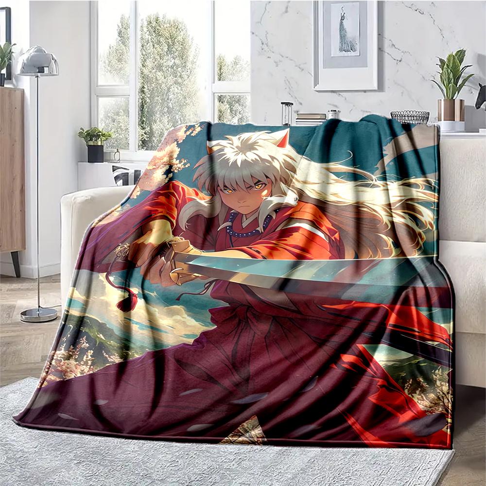 Inuyasha Theme Printed Blanket - Perfect for Couch, Bed, Travel & Outdoor Use | Machine Washable, Cozy & Durable.
