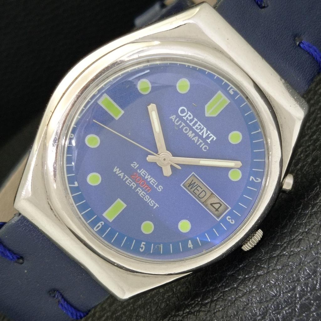 VINTAGE ORIENT AUTOMATIC 46941 JAPAN MENS BLUE COLOR DIAL WATCH a700711-5 R204-a700711