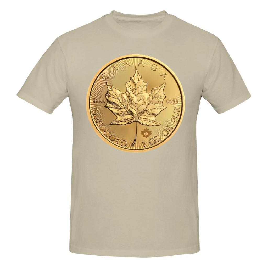 Canadian Maple Leaf 1oz Gold Coin Shopping Tshirt Sporty Trendy Seamless Splicing Shirt