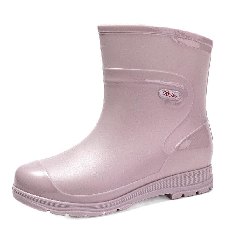 Japanese New Medium Tube Rain Shoes Women's Fashion Water Shoes Wear Non-slip Medium Tube Water Shoes Adult High Tube Rain Boots