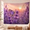 Dreamy Sunset Lavender Tapestry Wall Art Cottagecore Purple Floral Woven Blanket Cute Room Decoration Girl Room Backdrop