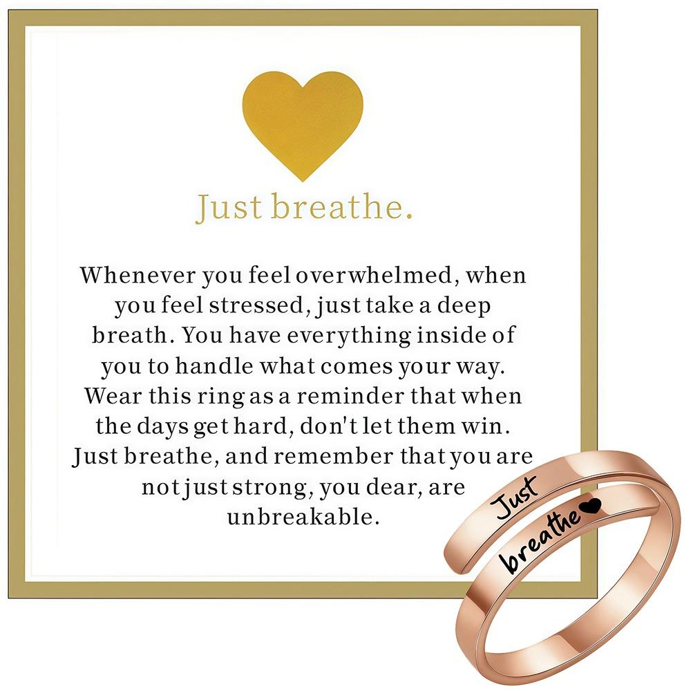 Edelstahl Just Breathe Ring Minimalistischer Buchstaben Mit Nachrichtenkarten Spiralwickel Inspirierender Ring Schick Geometrisch