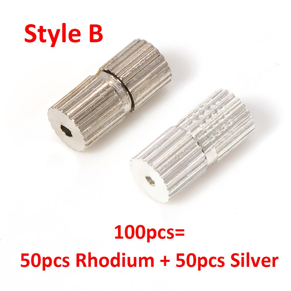 100pcs Cylinder Fasteners Buckles Closed Beading End Clasp Screw Clasps for DIY Bracelet Necklace Connectors Jewelry Making